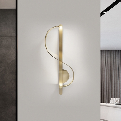 S-Shape Corner Sconce Lighting Fixture Metal LED Contemporary Wall-Mounted Lamp in Gold