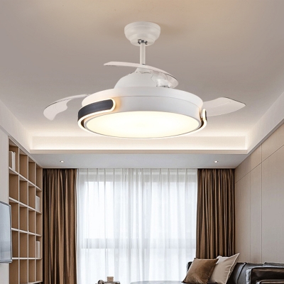 White Round Ceiling Fan Lamp Modernist Acrylic Living Room 36