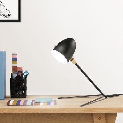 1 Bulb Bedroom Task Lighting Modernist Black Night Table Lamp with Dome Metal Shade