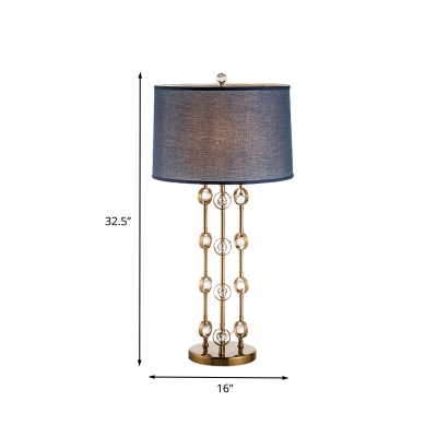 1 Head Barrel Table Lamp Modernism Fabric Reading Light in Gold for Living Room