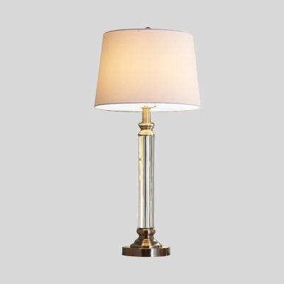 1 Head Bedside Table Light Modernism Gold Nightstand Lamp with Drum Fabric Shade