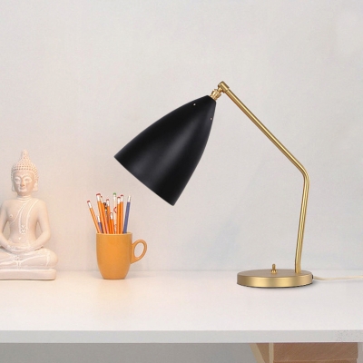 1 Light Table Lamp Industrial Bedroom Task Lighting with Bullet Metallic Shade in Black