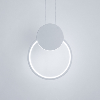 Acrylic Circle Ceiling Light Modern Nordic Style LED Hanging Pendant Lamp in Black/White for Bedside, White/Warm Light