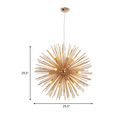 Aluminum Sea Urchin Pendant Lamp Post Modern 12 Lights Gold Finish Ceiling Chandelier for Bedroom