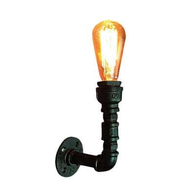 Bare Bulb Corner Wall Lighting Industrial Metal 1 Light Black Finish Wall Sconce Lamp