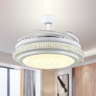 Circle Living Room Semi Flush Modern Crystal LED 42