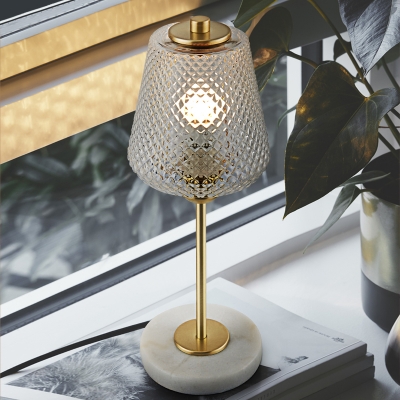 Cone Task Lighting Modern Clear Lattice Glass 1 Bulb Gold Reading Lamp, 5.5