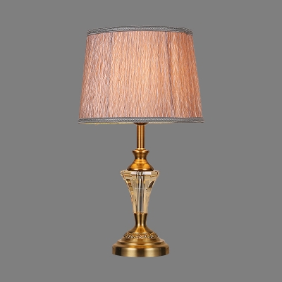 Contemporary 1 Bulb Task Lighting Gold Barrel Small Desk Lamp with Fabric Shade