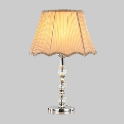 Contemporary Oblong Task Lighting Beveled Crystal 1 Head Night Table Lamp in Beige