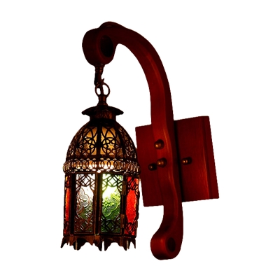 Copper 1 Head Sconce Light Fixture Arab Metal Lantern Wall Lamp Shade for Bedroom