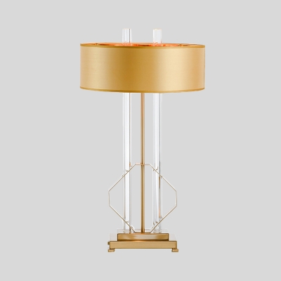 Crystal Tubular Task Lighting Contemporary 1 Bulb Gold Nightstand Lamp with Metal Base