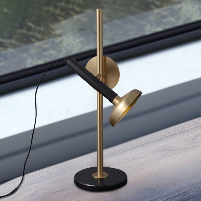 Flashlight Metal Desk Lamp Modern 1 Bulb Brass Task Light with Round Marble Base