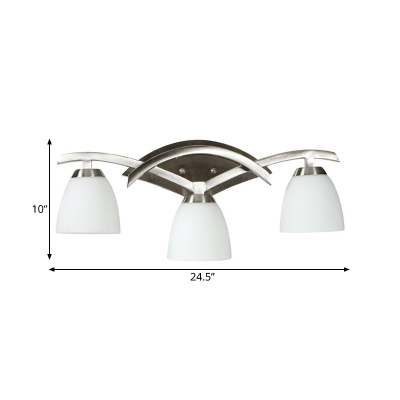 Frosted Glass Dome Wall Light 3 Lights Traditional Sconce Light in Brush Nickel for Dining Room