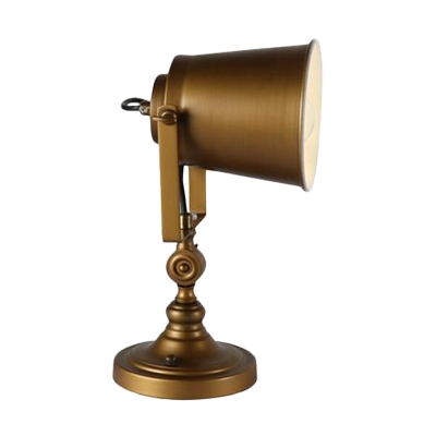 Gold Finish Bell Table Light Vintage Metal 1-Head Bedroom Adjustable Desk Lamp with Handle