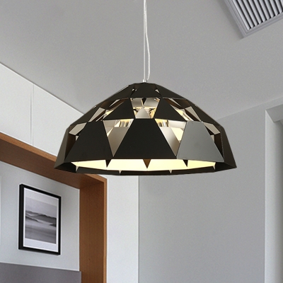 Iron Diamond Shape Pendant Light Fixture Contemporary 3 Heads Ceiling Chandelier in Black