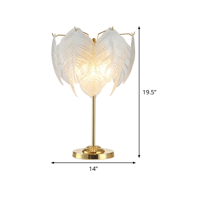 Leaf Table Light Modernism Hand-Cut Crystal 3/4 Bulbs Gold Small Desk Lamp, 14