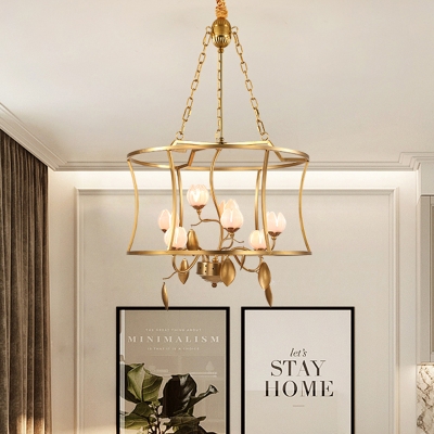 Metal Gold Hanging Chandelier Bloom 3/7 Lights American Garden LED Pendant Lighting for Living Room