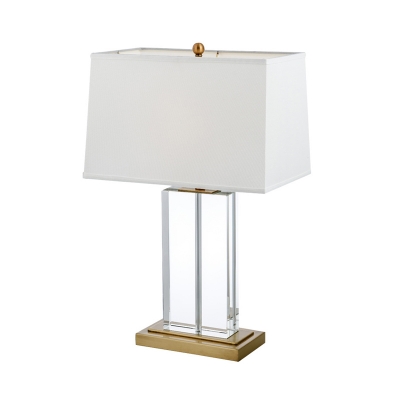 Modernism Rectangle Task Lighting Hand-Cut Crystal 1 Bulb Small Desk Lamp in White