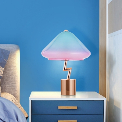Mushroom Bedroom Task Lighting Pink and Blue Glass 1 Bulb Contemporary Small Desk Lamp