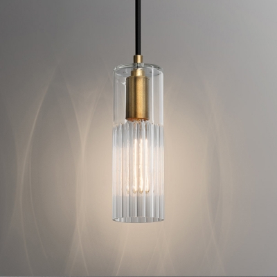 Tubular Hanging Lighting Simple White Prismatic Glass 1 Light Bedroom Ceiling Pendant Lamp