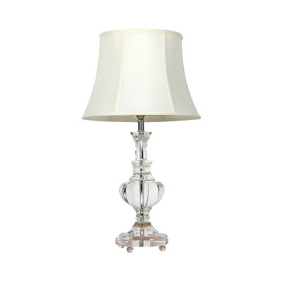 Urn Shape Desk Light Modernist Hand-Cut Crystal 1 Head Night Table Lamp in White