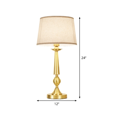 1 Head Study Task Lighting Modern Gold Small Desk Lamp with Barrel Fabric Shade