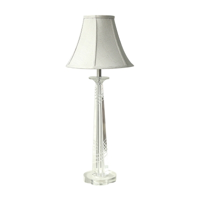 1 Head Wide Flare Task Lighting Contemporary Fabric Small Desk Lamp in Cream Gray