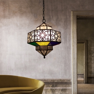 3 Lights Lantern Chandelier Lamp Art Deco Brass Metal Pendant Ceiling Light for Restaurant