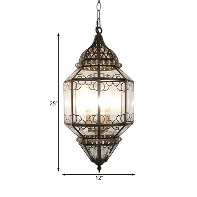Arabian Lantern Chandelier Pendant Light 3 Heads Metal Suspension Lighting in Bronze