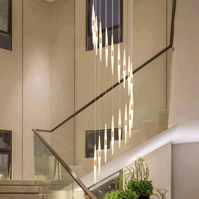 Bar Acrylic Hanging Light Fixture Modern 8/12/18 Lights White LED Cluster Pendant for Stair