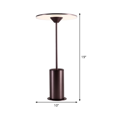 Brown Circular Nightstand Lamp Contemporary LED Metal Reading Book Light for Bedside