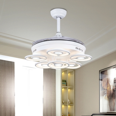 Circular Living Room Pendant Fan Light Acrylic 21.5