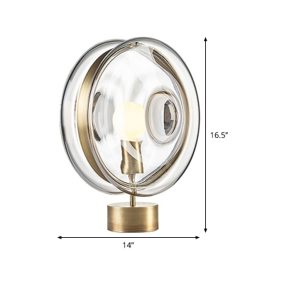 Circular Table Light Contemporary Clear Glass 1 Bulb Living Room Small Desk Lamp