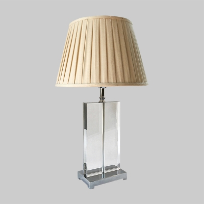 Contemporary 1 Bulb Reading Light Beige Wide Flare Small Desk Lamp with Fabric Shade
