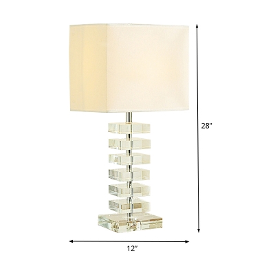 Contemporary 1 Bulb Task Lighting Beige Square Reading Book Light with Fabric Shade