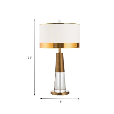 Contemporary Cylinder Table Light Fabric 1 Bulb Small Desk Lamp in Gold for Living Room