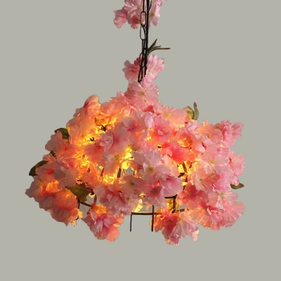 Floral Restaurant Pendant Lighting Industrial Metal 1 Light Black Hanging Ceiling Light