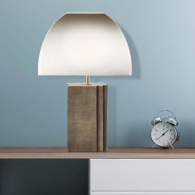 Grey Curvy Task Light Modern 1 Head Fabric Night table Lamp with Rectangular Resin Base