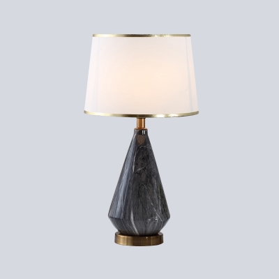 Head Living Room Desk Lamp Modernism Black Task Lighting with Drum Fabric Shade