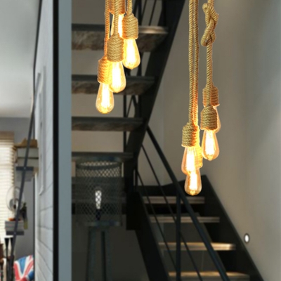 Knots Living Room Ceiling Light Fixture Industrial 4-Light Beige Cluster Pendant Lamp