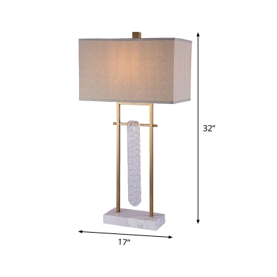 Rectangular Task Light Contemporary Fabric 1 Bulb Reading Lamp in White for Study