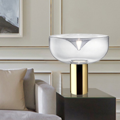 Urn Clear Glass Task Lighting Modern 1 Head Gold Small Desk Lamp for Living Room