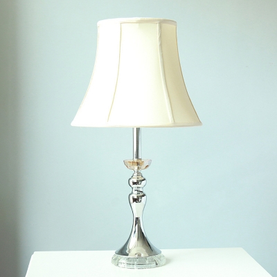 1 Head Bedside Table Light Modern White Small Desk Lamp with Flared Fabric Shade