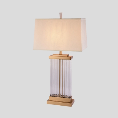 1 Head Rectangular Table Light Modernist Clear Crystal Small Desk Lamp in Gold