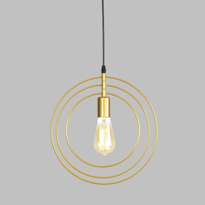 3-Ring Down Lighting Simple Metal 1 Light Gold Pendant Lamp Fixture for Living Room