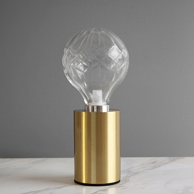 Ball Table Light Minimalism Clear Glass LED Small Desk Lamp in Gold with Metal Base