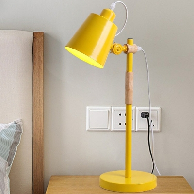Bell Table Lamp Contemporary Metal 1 Head Yellow/Black/White Reading Book Light for Bedroom