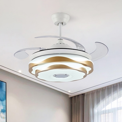 Circle Bedroom Fan Lamp Modern Metal LED 42
