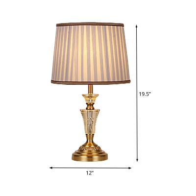 Contemporary 1 Bulb Reading Lamp Gold Tapered Drum Task Lighting with Fabric Shade