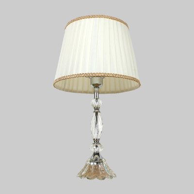 Contemporary 1 Head Study Lamp White Barrel Reading Book Light with Fabric Shade